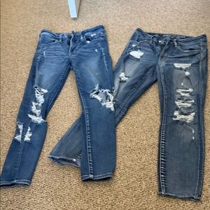 Distressed Blue Women's Jeans American eagle jeggings size 4